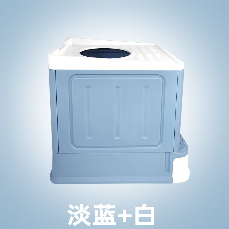 VOW Enclosed Cat Sand Basin In Drawer Cat Litter Box Type Cat Toilet Supplies Folding Splash Large Cat Feces Basin: light blue
