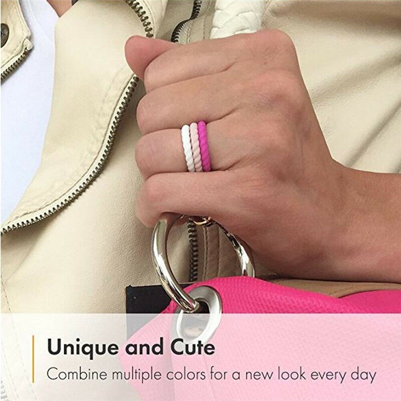 8 stuks Vrouwen Siliconen Wedding Band Ring Dunne-Siliconen Stapelbaar Ringen Comfort Fit Vrouwen Sparkle Rubber Band Elegante Flexibele