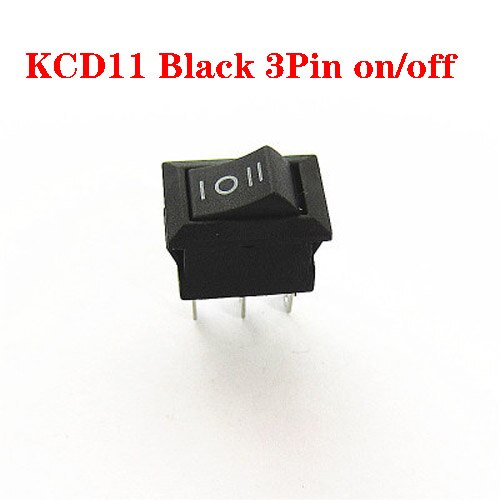 Interruptor de botón 20 piezas para barco, pulsador de encendido y apagado, 10x15mm, k, 2 pines/3 pines, pies curvados, 3A, 250V, KCD11, negro, rojo y blanco