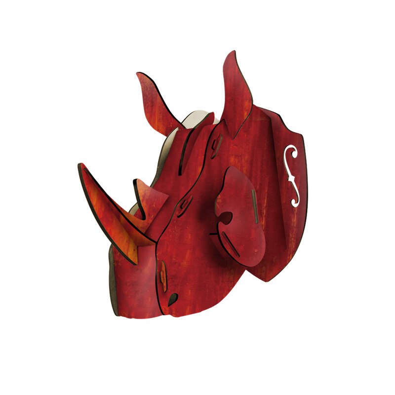 3D Dierenkop Muur Mount Herten/Eenhoorn/Rhino Hoofd Houten Diy Speelgoed Kinderkamer Muur Opknoping Decoratie Verjaardag kerstcadeau: 6