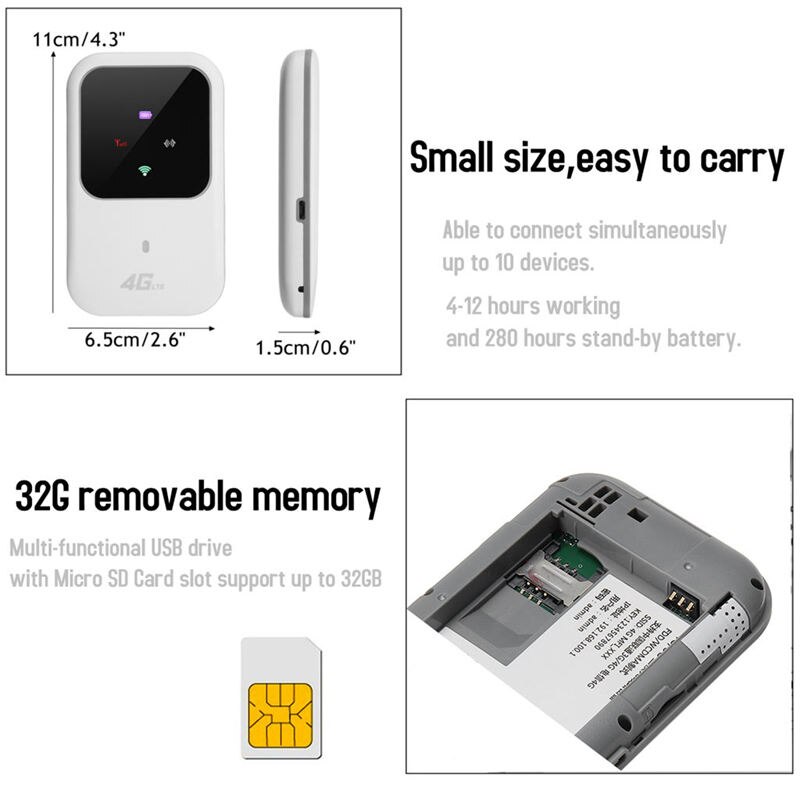M80 bærbart hotspot 4g lte trådløs mobil router wifi-modem 150 mbps 2.4g wifi-boks dataterminalboks wifi for bil hjemme mobil t