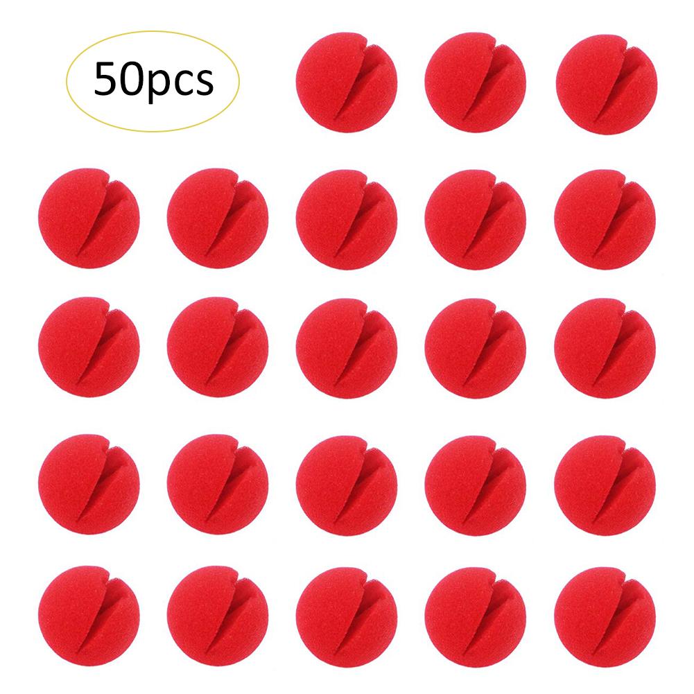 50Pcs Adorable Red Ball Foam Circus Clown Nose Comic Party Halloween Costume Magic Dress Wedding Tools Accessories