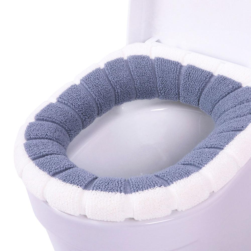 Vintervarmer toiletdæksel blød plys o-form sædebetræk badeværelse piedestal pude puder lycra flush behageligt toilet: 09