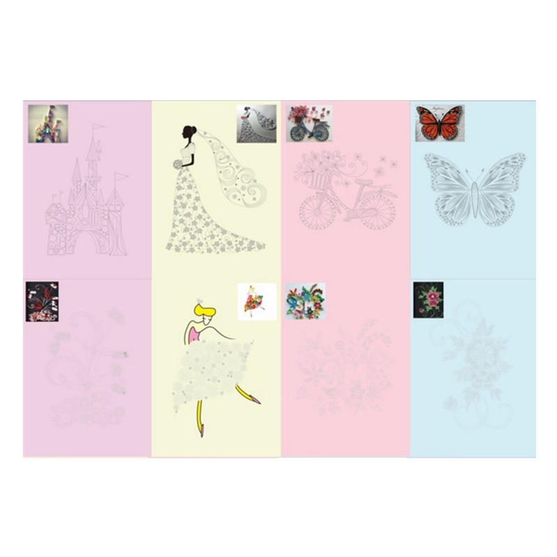 16patterns DIY craft paper Paper Quilling line art paper template 8pcs