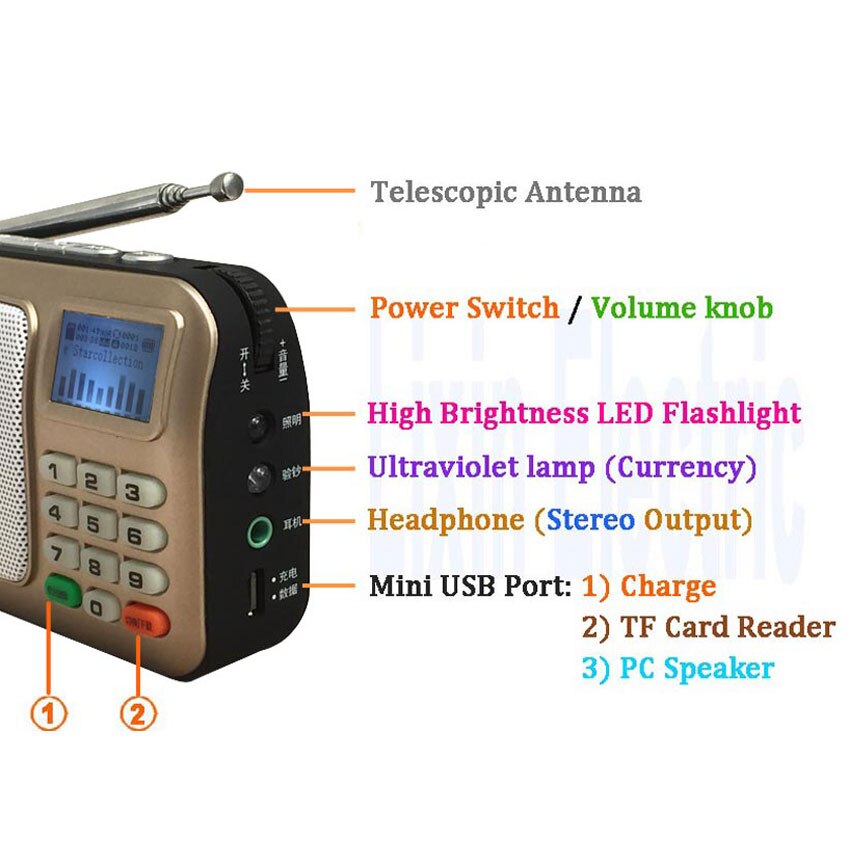 Rolton-reproductor MP3 W505 WMA WA, Mini altavoces de Radio FM portátiles con pantalla LCD, compatible con tarjeta TF, reproducción de música, linterna LED
