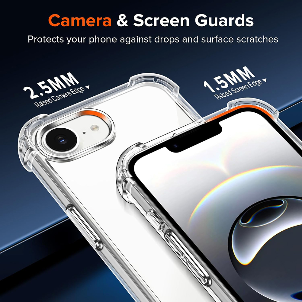 Carcasă spate rezistentă la șocuri pentru iphone 17 air 16e 16 15 14 13 pro max plus mini, silicon transparent, hibrid, din silicon dur și moale