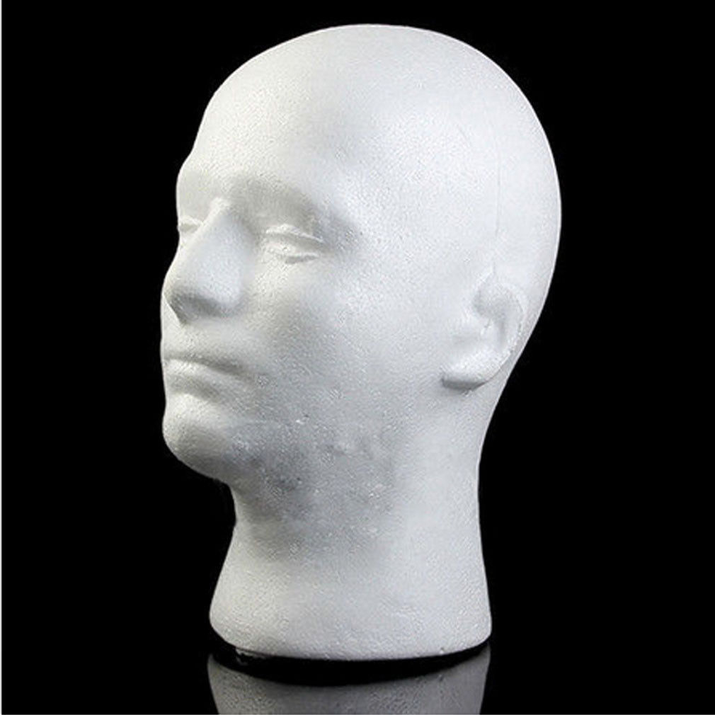 Tête de Mannequin pour homme, en polystyrène blanc, mousse, support modèle perruque, présentoir pour casque et chapeau: Male