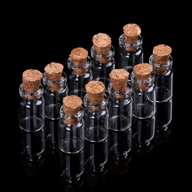 10 Stuks Mini Glazen Wens Fles Flesje Met Kurk Opslag Hanger 0.5/1/2/20Ml