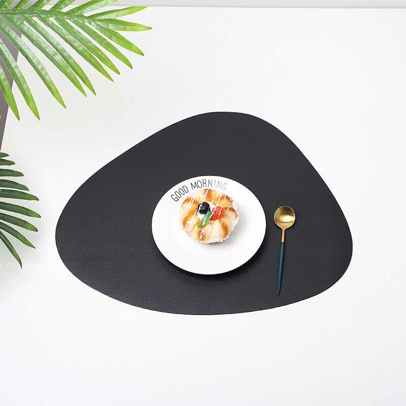 Leather Placemat Nordic Waterproof Oil Proof Thermal Insulation Solid Big Small Double Side Triangular Home Placemat 41*34Cm: I / 13X11cm