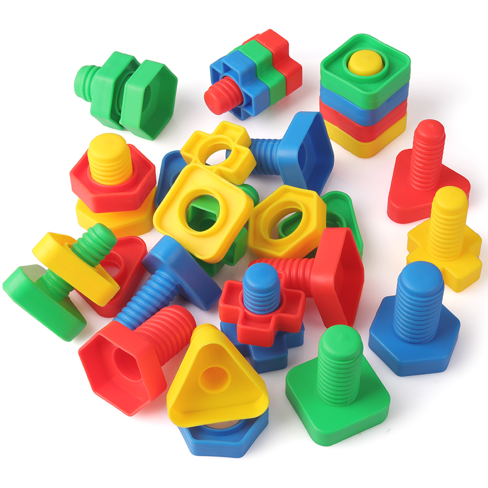 Coogam 32 stk jumbo møtrikker og bolte sæt toddler legetøj figurer farver matchende værktøjer skruemøtrik legetøj til 1 2 3 år gamle børn baby