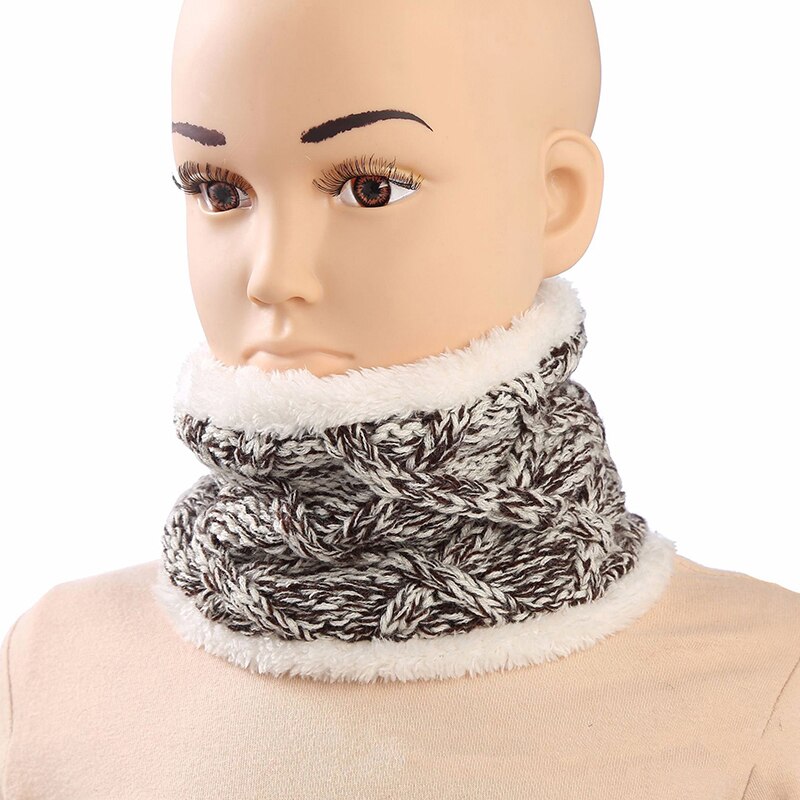 Bufandas calientes de invierno para bebés y sombreros para niños, además de terciopelo Think Knitting Hat gorros con bufanda para niñas gorras para niños sombreros para niños bufanda Cap: Scarf Khaki