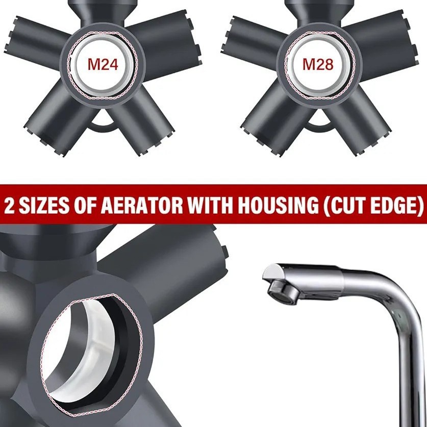 10 in 1 Faucet Aerator Removal Tool Threaded Aerator Aerator with Housing Faucet Aerator Key Cut Edge Round Fixed Spanner
