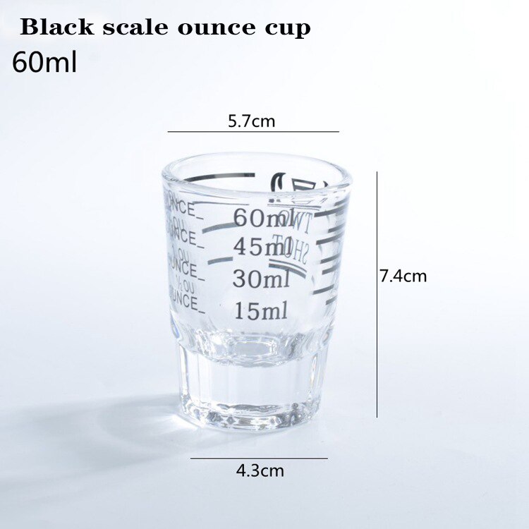 Verdikte Glas Jigger Onskop 30Ml/40Ml/60Ml Onskop Afgestudeerd Maatbeker Geconcentreerd Cup espresso Koffie Beker: Black 60ml