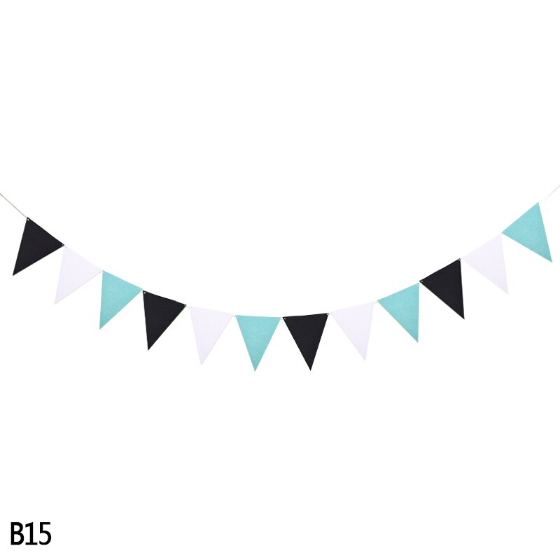 2.5m 12 flaggor bunting banderoller vimpel non-woven girlander flaggor baby shower bröllopsfest vimplar hängande girlander dekor tillbehör: B15