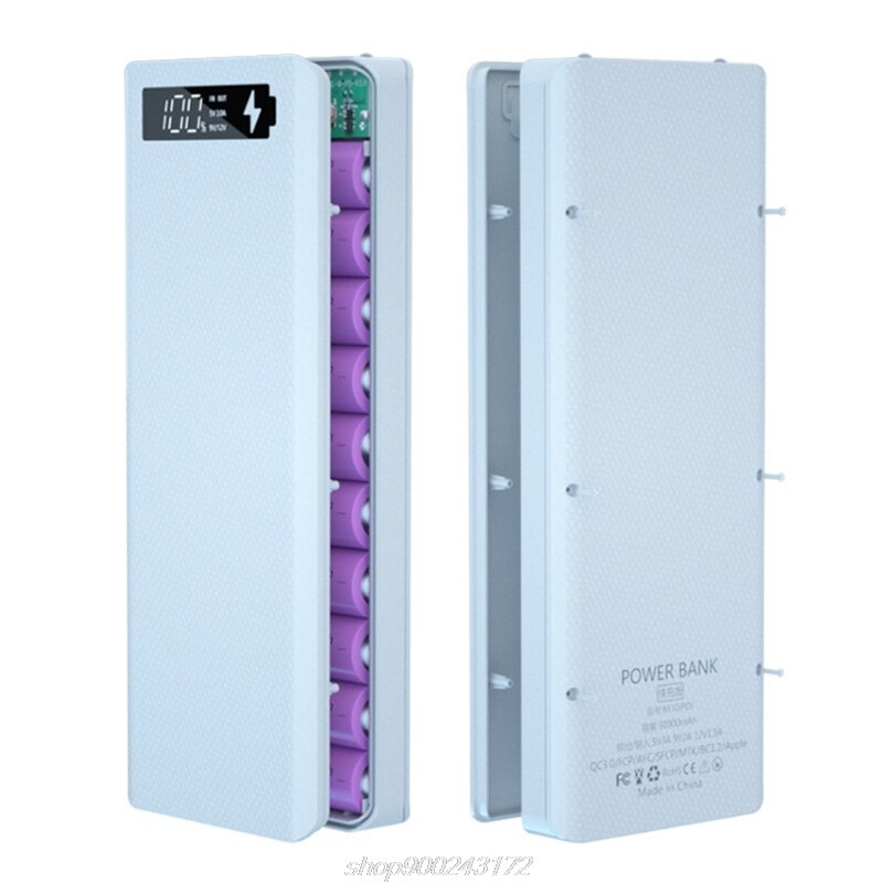 Detachable  qc 3,0 usb lcd display diy 10 x 18650 battery case power shell portable external box power  m26 21