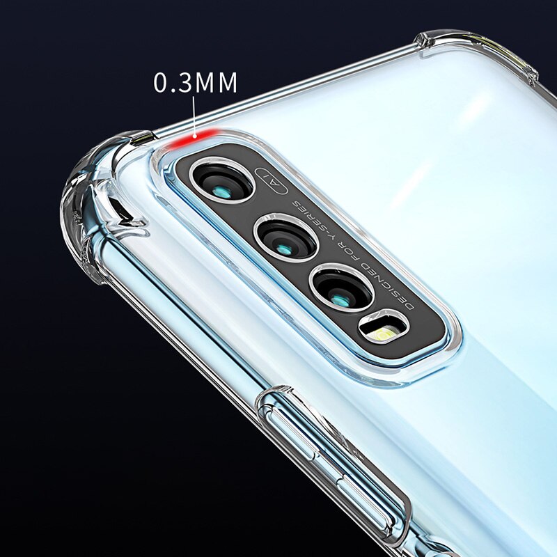 Funda airbag-stoßschutzhülle für vivo  y11s y12s y20 y20a y20g y20i y20s y20sg y30g, weiche, transparente, dünne tpu-silikonhülle