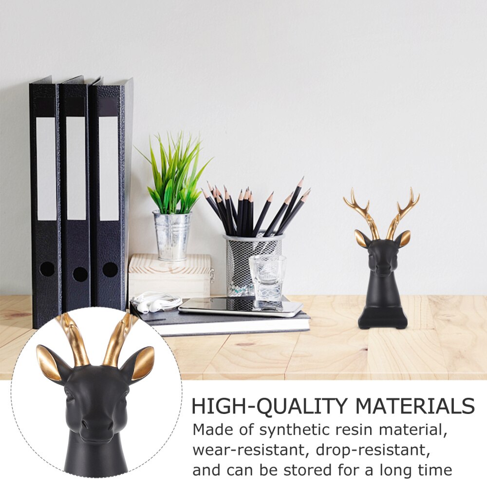 Deer Head Decoration Crafted Figurines Office Home Desktop Decor Deer Head