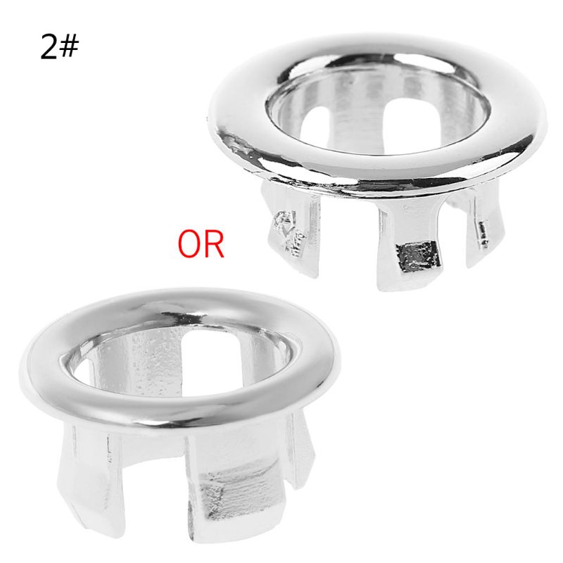 Bathroom Basin Sink Overflow Ring Six-foot Round Insert Chrome Hole Cover Cap: 2