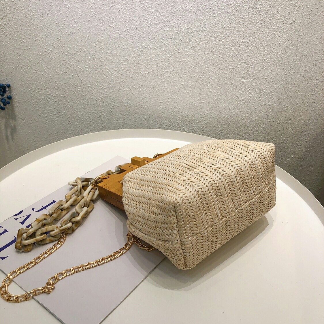 Bolso de mano con Clip de madera tejido de paja a ... – Grandado