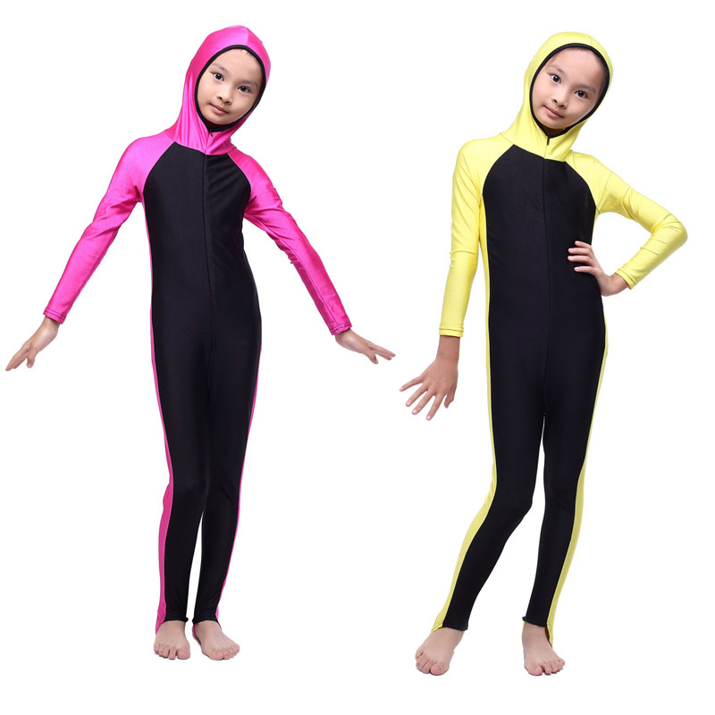 Burkini para niñas, bañador modesto musulmán, Hijab, Mayo islámico, Boerkini, traje de baño de una pieza,