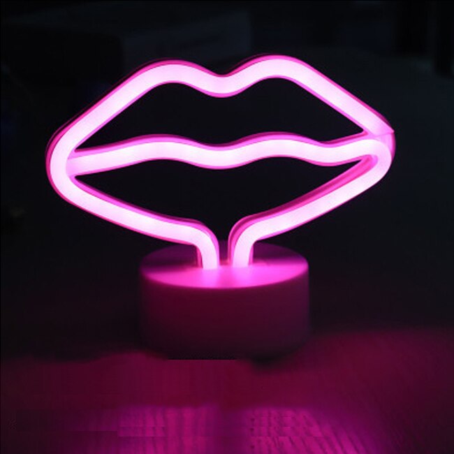 Affiche lumineuse néon coloré, panneau lumineux, décoration pour salon, bureau, rose, violet, LED lampes néon: Pink Lips