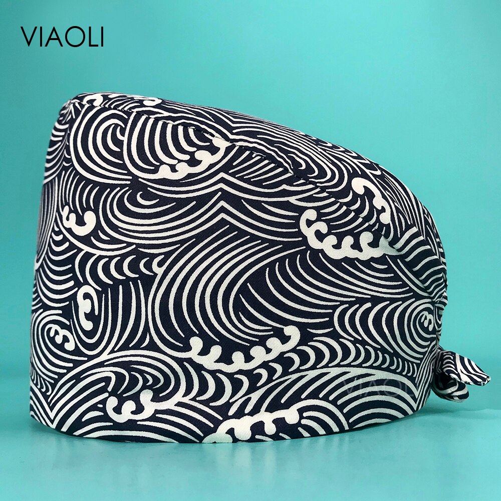 Dames Caps Chirurgisch Verpleegkundige Scrub Hoed Stofdicht Scrub Hoeden Katoen Cartoon Animal Print Apotheek Tandarts Chirurgie Cap