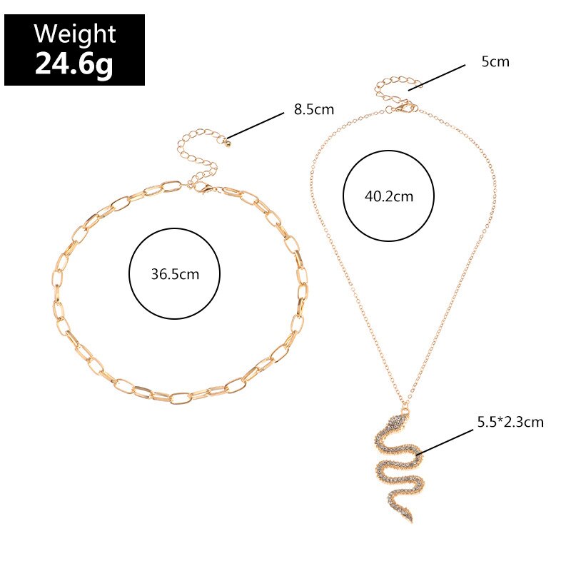 Punk Style Crystal CZ Snake Pendants Long Chain Women Female Necklace Gold Color Necklace Jewelry Gothic Collar Bijoux