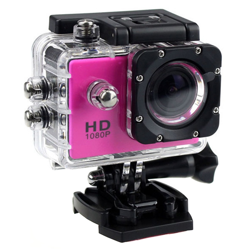 Sports Camera Full HD Video Camera 30M Sports DV 2.0 Inch LCD Screen 1080p Waterproof Camera Mini Camera Recorder: Rosa