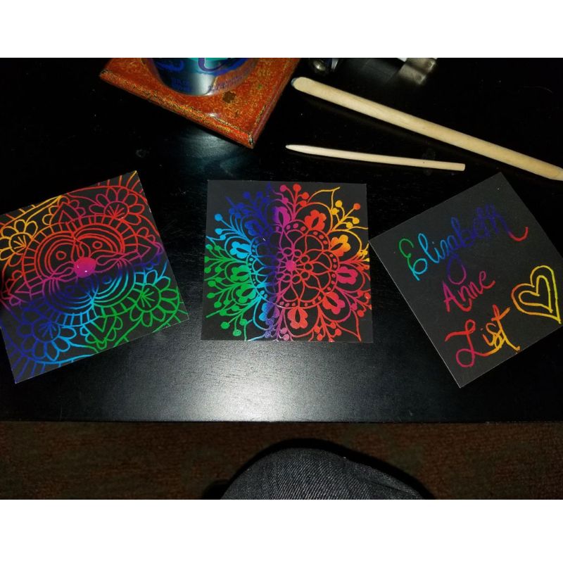 Mini notas de arcoíris para rascar para niñas, 100 Uds. Con lápices de Madera Juguetes de dibujo mediante raspado, artes y manualidades