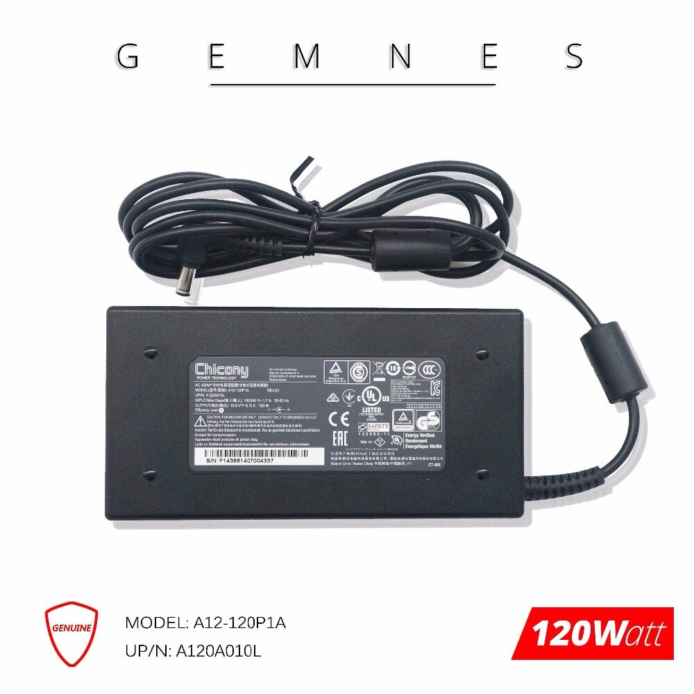 Originele Chicony 120W Power Adapter voor MSI GE60 GE70 GP60 PE62 GE72 GF63 GS60 GS70 AC DC Laptop Lader a12-120P1A 19.5V 6.15A