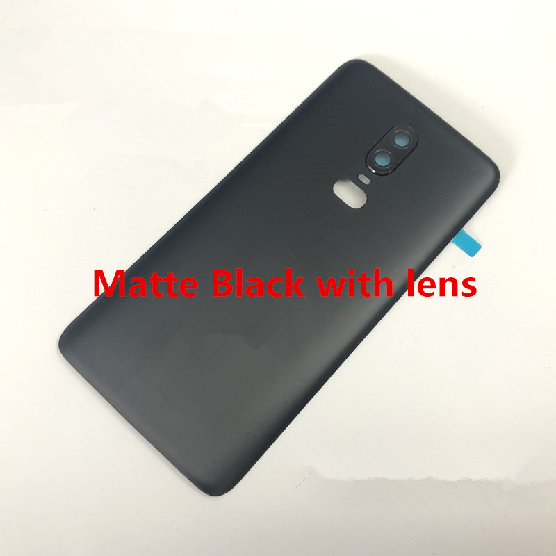Oneplus6-Boîtier de remplacement pour Oneplus 6 One Plus, 6.28 pouces, couvercle arrière de batterie en verre, réparation, coque arrière de téléphone + objectif de caméra: Bleu