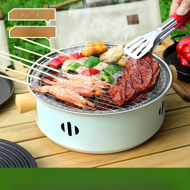 Portable Outdoor Barbecue Grill for A Picnic Barbecue and Barbecuing Barbecue Stove Set of Utensils Basin Tea Stove