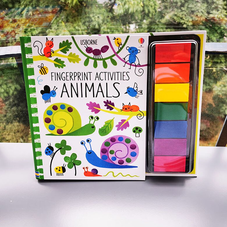 Children Fingerprinting Books with Rubber Stamps Ink Pad kids Activities Doodling Book Animal Garden Kindergarten DIY Craft Toy: animal B