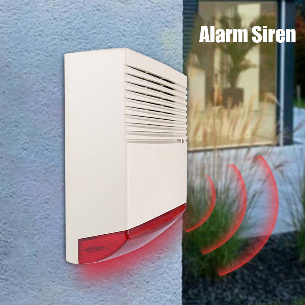 High Power Flash Home Security Alarm Siren Wired Strobe Accessories Anti Theft Compact Sound Light Outdoor Indoor Smoke Speaker