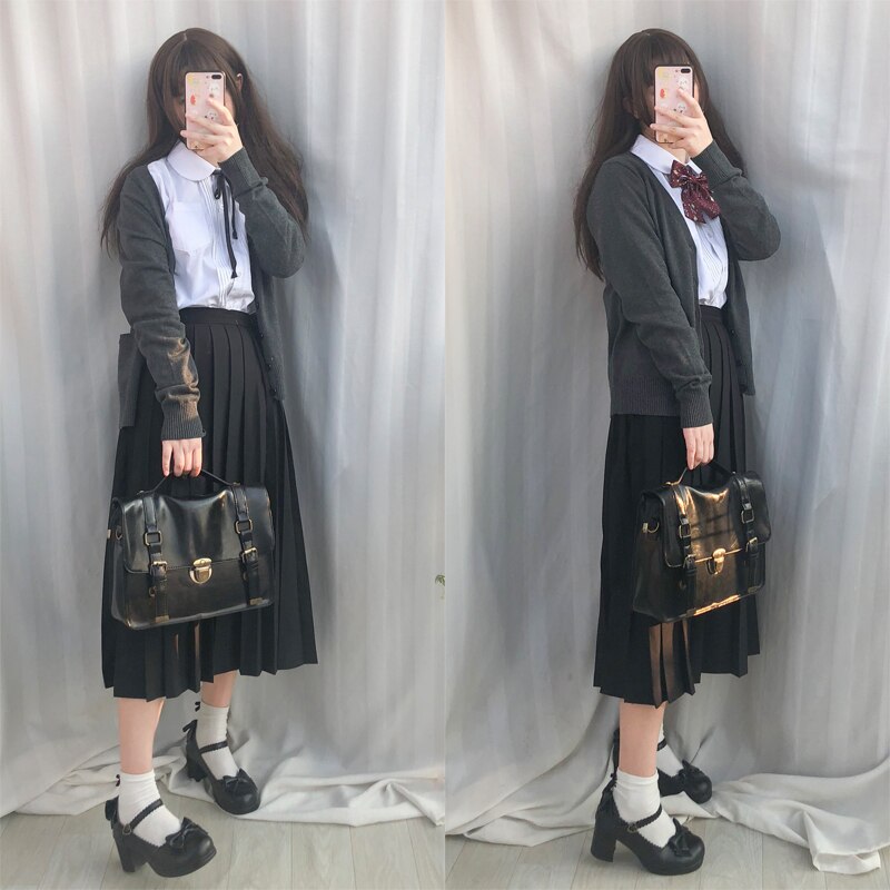 Traje de marinero japonés, uniforme escolar de manga larga, ropa de estudiante de clase, uniforme japonés JK, camisa, falda larga, abrigo, conjunto de tres