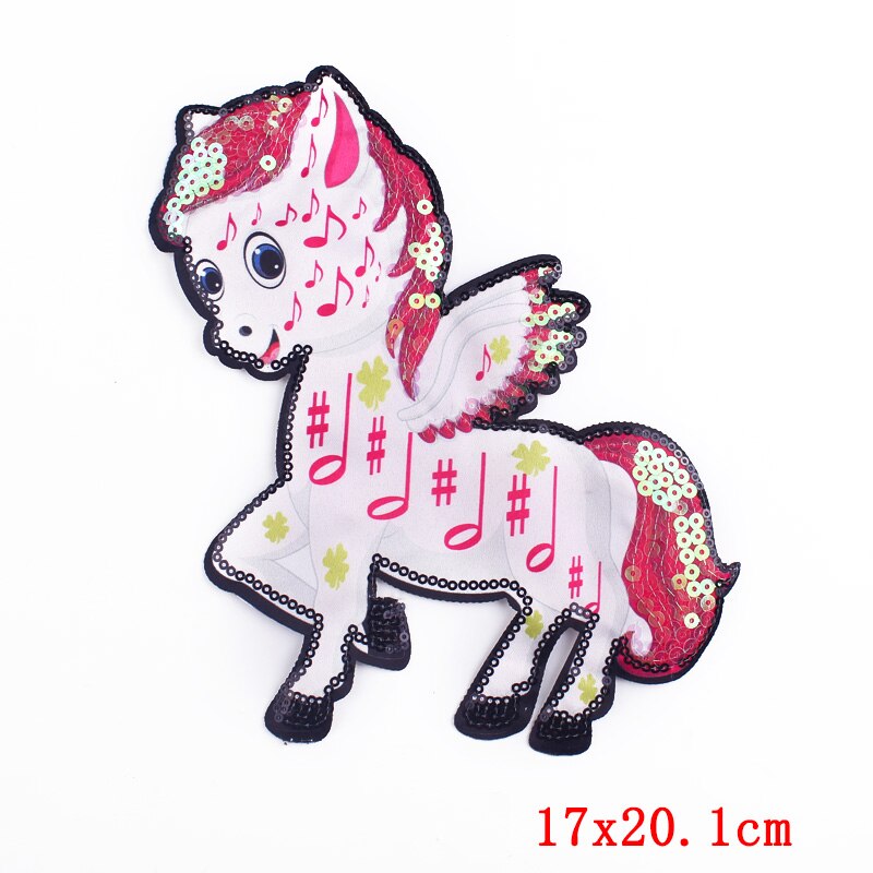 Leuke Eenhoorn Patch Borduurwerk Patches Voor Kleding Ijzer Op Meisje Kleding Pailletten Patch Cartoon Badge Diy Apparel Accessorie: DB0888CT
