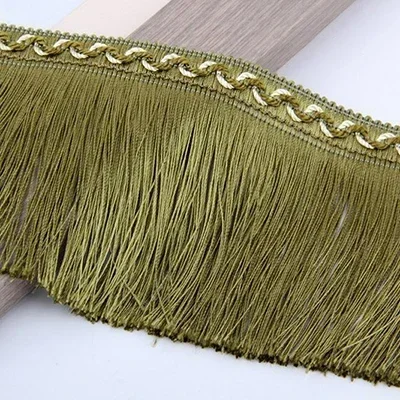 Flecos de borla de 1/2M para ropa, banda para ajuste de encaje, cortina, cinta textil para el hogar, borlas, vestidos, flecos recortados, accesorios de costura DIY: S / Verde