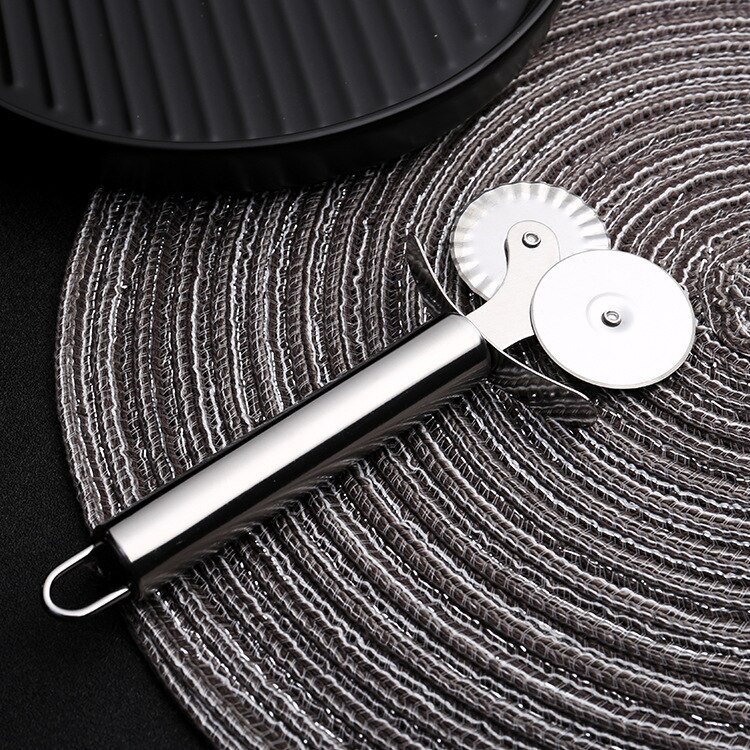 WOLMIK Dubbele Pizza Cutter - RVS Rollend Snijwiel Voor Pasta En Deeg
