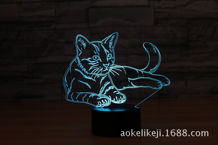 Cat Series Colorful Animal Model Cat 3D Light LED Small Night Light Table Lamp Visual Light 8188