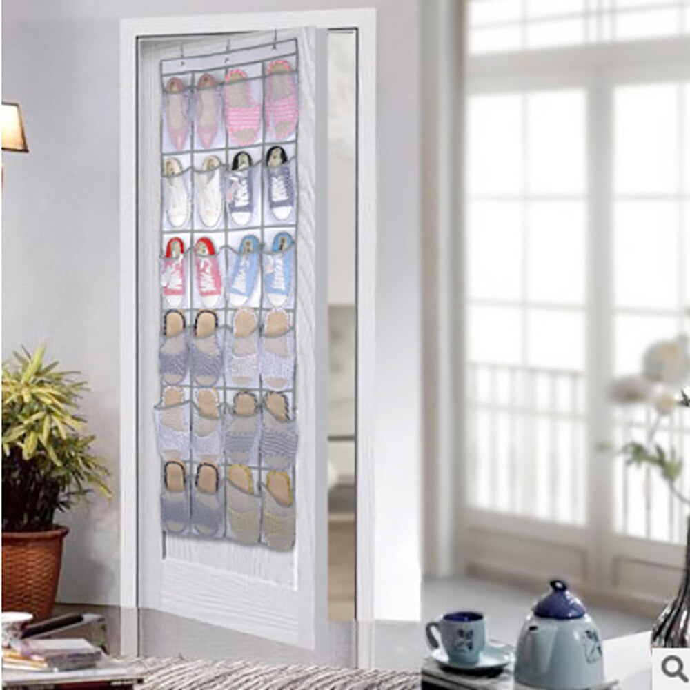 Organizador de zapatos, Zapatero colgante transparente, armario de tela, bolsa de almacenamiento, 24 bolsillos de malla grandes, puerta, n. ° 40