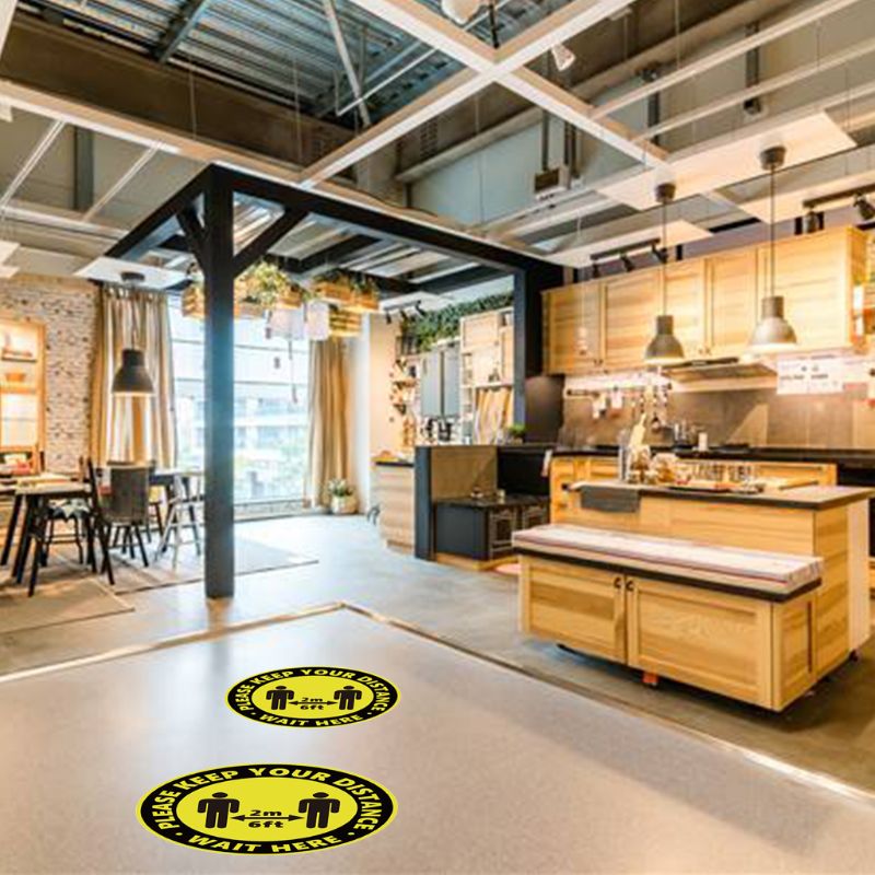 Round Circle Sticker Keep Social Distance Safety Floor Sign People Gathering Control Paster