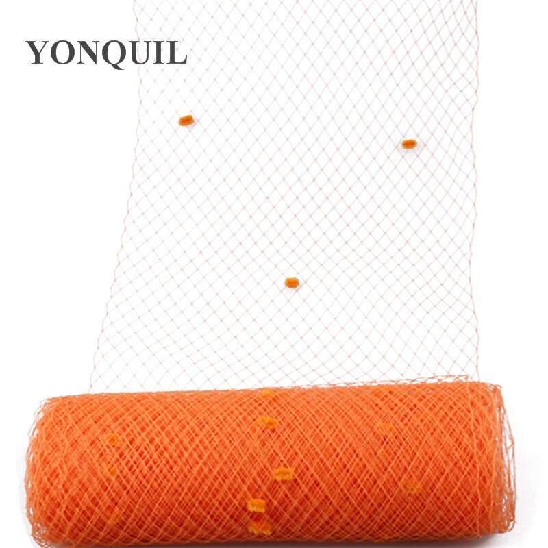 Lawenda 25CM Mix kropki welony z klatek fascynator welon DIY do włosów akcesoria kapelusz Millinery Handwork ślubne dla nowożeńców siatki nakrycia głowy: orange