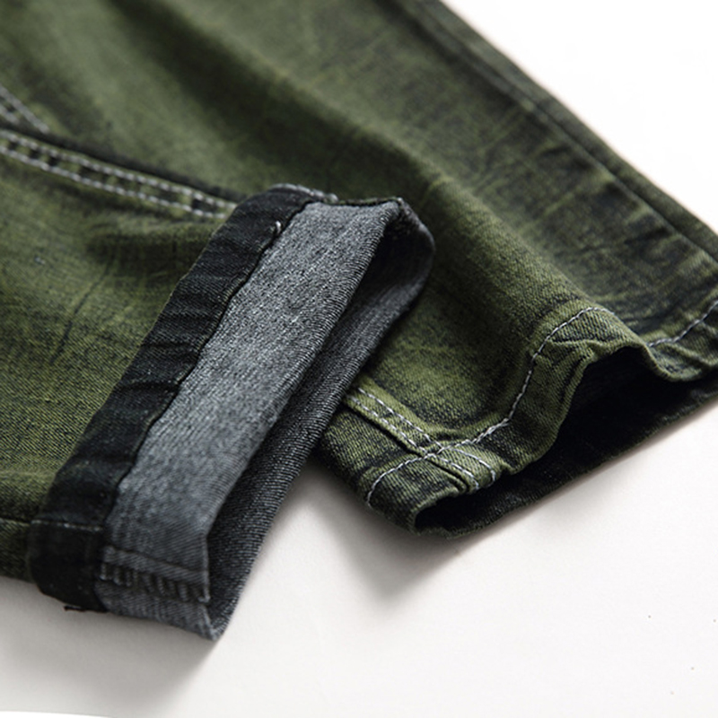 Pantalones vaqueros para hombre, Jeans elásticos verdes de talla grande, informales, rectos, de , clásicos, de , 2022