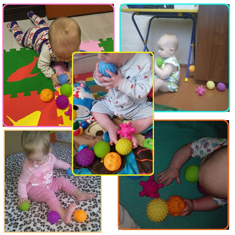 4 @ 6 stk tekstureret multiboldsæt udvikle babys taktile sanser legetøj baby touch håndbold legetøj baby træningsbold massage blød bold
