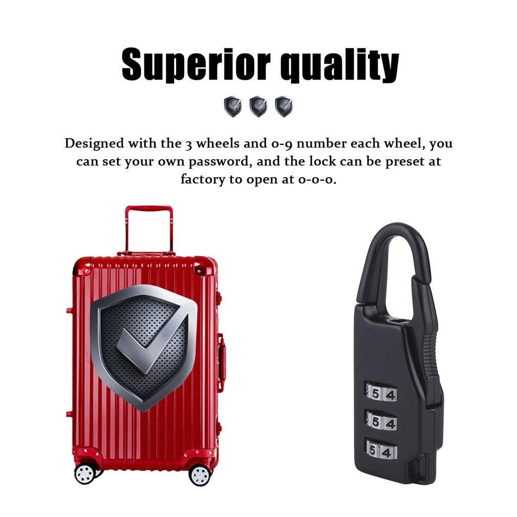 2pcs Security 3 Combination Travel Suitcase Luggage Bag Code Lock Zipper Padlock