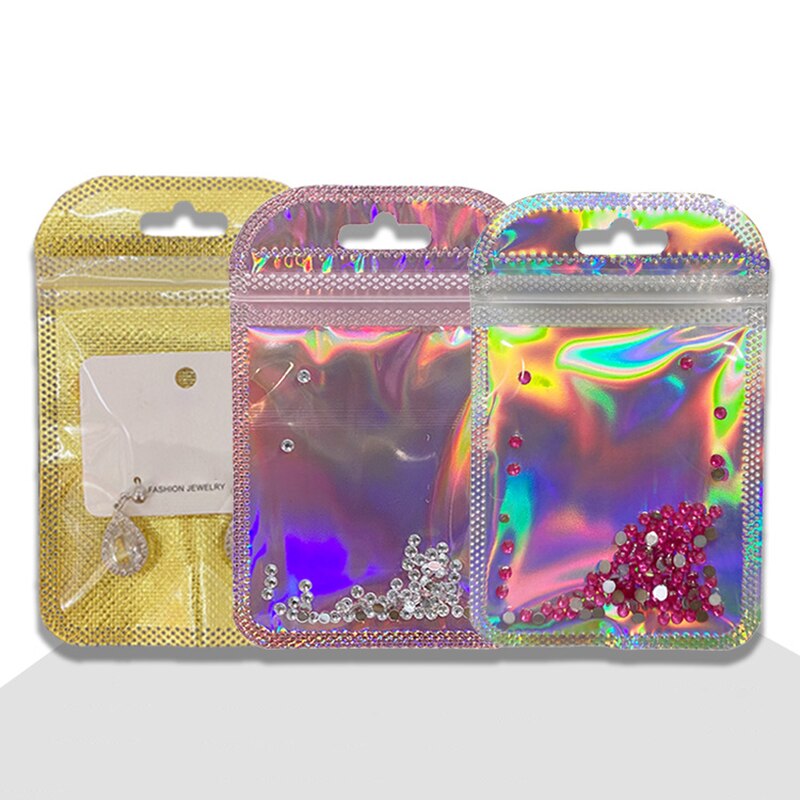 7x1 1cm ponownie zamykany OPP torby przezroczyste okienko zagęścić z tworzywa sztucznego samoklejący woreczek opakowanie z otworem do powieszenia DIY biżuteria do prezentowania, przechowywania biżuterii, zegarków