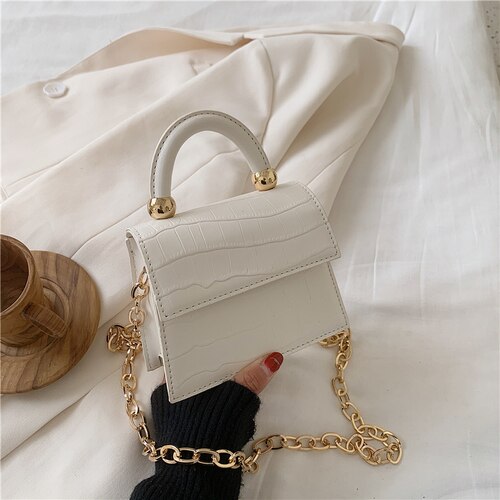 Crossbodytassen met krokodillenmotief voor dames, kleine dameshandtas, pu-leren handtas, avondtassen van het merk sac a main: Wit