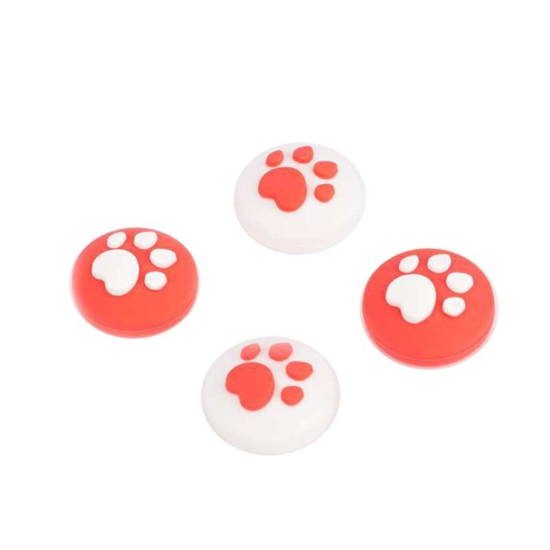 4 Uds Cute Cartoon Cat Paw Joystick silicona pulgar Grips cubierta para Nintendo Switch/Lite juego controlador accesorios tapa de balancín Kit