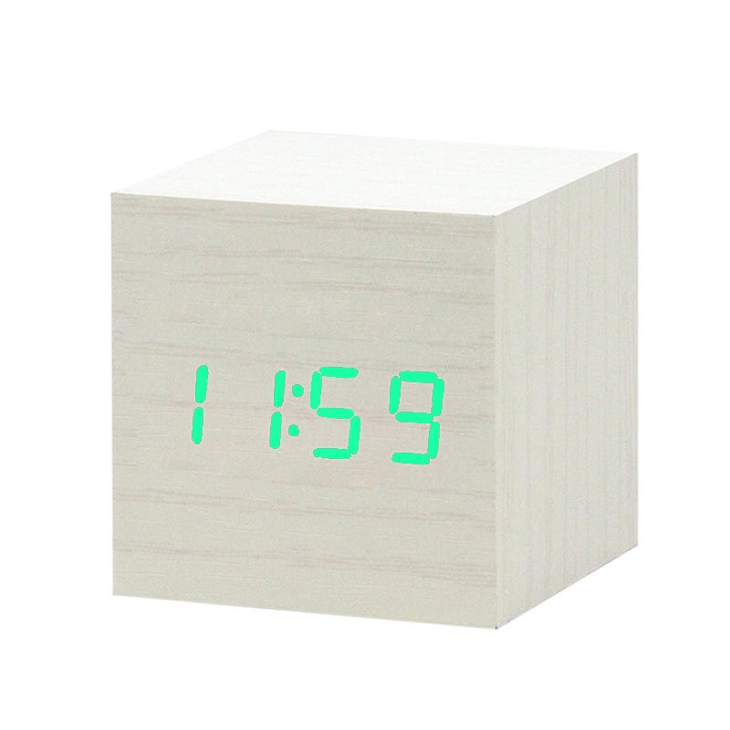 Di Legno del Led Digital Alarm Clock Orologio Elettronico Con Controllo Acustico di Rilevamento Funzione Snooze Breve Quadrato Singolo Viso Orologi: L8