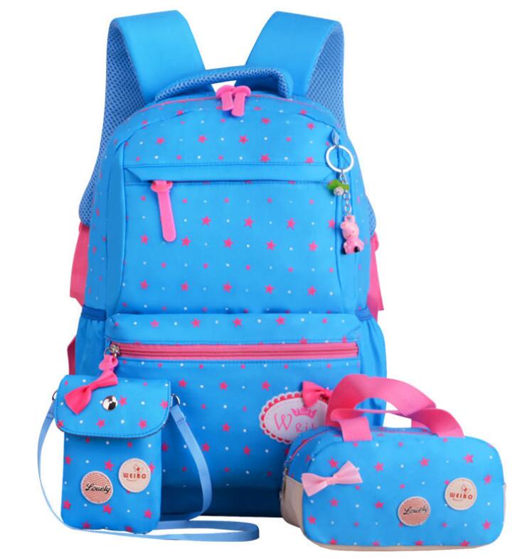 Orthopädische Primäre Rucksäcke Für Mädchen Schule Taschen 3 teile/satz Schul Dot Druck Schul jugendliche bookbag Rucksack Moch